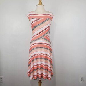 New York & Company Striped Stretchy Slight Cap Sleeve Pullover Dress NWT Size M